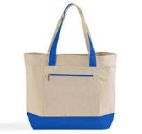 Heavy Canvas Zippered Shopping Canvas Bags W/Front Pocket