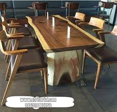 Set kursi cafe magic meja bundar jual kursi cafe/bar bahan kayu jati harga murah kualitas terbaik dg desain modern terlari dipasaran indonesia. Set Meja Makan Trembesi Dengan 6 Kursi Kayu Jati Jepara Meja Rapat