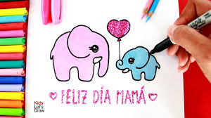Cómo dibujar una niña regalando una rosa a mama (día de la madre). Como Hacer Un Dibujo De Elefantitos Por Dia De La Madre Youtube