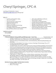 cheryl springer, cpc a resume