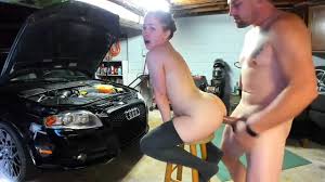 Female Partner anal shagged in the car garage