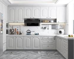 تصویر kitchen with membrane cabinets