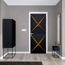 Retro Modern Geometric Door Wallpaper Design Creates A Futuristic Modern Look To Any Room Its Installed In Door Design Interior Door Design Wooden Door Design