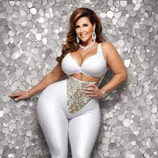 wearing white blue shiny body suite