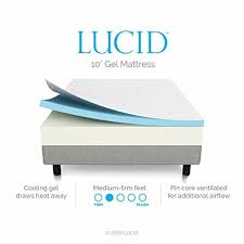 Lucid 10 Inch Gel Memory Foam Mattress Dual Layered Certipur Us Certified 10 Year Warranty Queen Gel Memory Foam Gel Memory Foam Mattress Foam Mattress