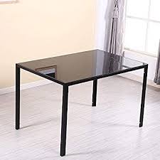 H outdoor dining table with extension. Buy Nozama Modern Rectangle Glass Dining Table With Metal Legs Minimalist Kitchen Table With Clear Desktop Table For 4 Person Black Online In Indonesia B08xqmwxsj