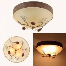Flush ceiling light fixtures are a remarkably versatile type of fixture that is suitable for almost any interior space. Frosted Glass Dome Flush Ceiling Light With Pine Cone 3 Lights Rustic Style Ceiling Lamp In Rust For Foyer Takeluckhome Com