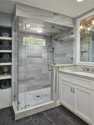 Bathroom With Glass And Marble Shower Gray Limestone Floors And Quartzite And Woo Small Master Bathroom Small Bathroom Remodel Designs Small Bathroom Remodel