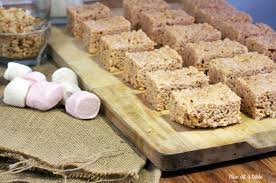 Barres De Chamallow Et Rices Krispies Chamallow Carres Rice Krispies Barre De Cereales