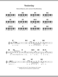 Grundtone nederst, terts nederst, kvint nederst. Yesterday Noten The Beatles Klavier Akkorde Texte