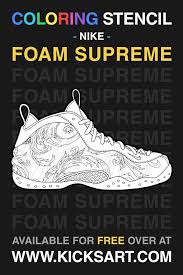 Download or print this amazing coloring page. Nike Air Foamposite One Supreme Sneaker Coloring Page Coloring Pages Color Sneaker Art
