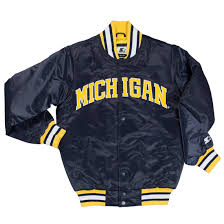 g iii sports university of michigan navy michigan throwback starter jacket