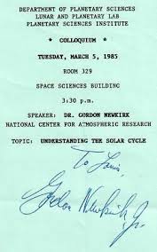 “Astrophysics Pioneer" Gordon Newkirk Jr Hand Signed Announcement From 1985 