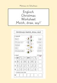 Die grundschule ist eine gemeinsame schule für alle kinder. Christmas Worksheet Match Draw Say Weihnachtsarbeitsblatter Schulhaus Englisch Grundschule