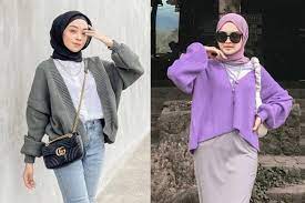 Mode model wanita gadis gaya potret perempuan muda pakaian busana pria. 7 Ootd Hijab Dengan Cardigan Rajut Yang Cantik Dan Elegan Womantalk