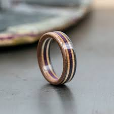 Buy Recycled Skateboard Wooden Ring Wedding Band Unique Mens Ring Gray,  Purple & Brown Eco-friendly Boyfriend Gift 5th Anniversary Online in India 