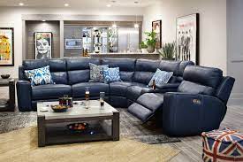 The Newport Collection Blue Leather Sofa Sectional Sofa With Recliner Blue Leather Couch
