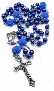 Check spelling or type a new query. Catholic Blue Pearl Beads Our Rose Flowers Rosary Necklace