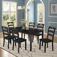 Buy black dining room furniture sets online at furniture.com. Home Kitchen Merax Dining Table Set For 6 Black Kitchen Table Sets Wood Dining Table With 6 Chairs And Exquisite Dining Room Furniture Kitchen Dining Room Furniture