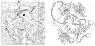 Some of the following easter eggs include intricate and advanced patterns that make them great adult coloring. Coloring Pages Rabbit Man With Vintage Clock On Chain Line Art Design For Adult Colouring Book With Doodle And Elements Vector Illustration Royalty Free Cliparts Vectors And Stock Illustration Image 150142582
