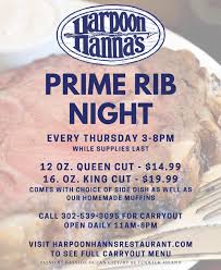 Prime rib is a classic roast beef preparation made from the beef rib primal cut, usually roasted with the bone in and served with its natural juices. Harpoon Hanna S Prime Rib Night Is Back Today For Facebook