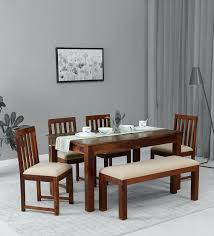 Shop with afterpay on eligible items. Buy Abbey Solid Wood Six Seater Dining Set With Bench In Honey Oak Finish Woodsworth By Pepperfry Online Contemporary 6 Seater Dining Sets Dining Furniture Pepperfry Product