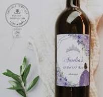 EDITABLE TEMPLATE Wine Bottle Labels Purple Lilac Floral Princess Silver  Quinceañera 15th Birthday Sweet 16 Printable Instant Download QC3