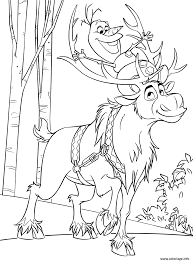coloriage snowman olaf et sven reindeer jecolorie com elfes gratuit