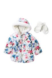 Rothschild Floral Print Hooded Puffer Jacket With Faux Fur Toddler Girls Nordstrom Rack