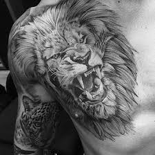The tiger is so cool, looks very beastly enough to scare the kids but the blue nose and tongue. Lion Tattoo Designs Body Pics Image Ideas 0c4b4ab2528c6fcf8513c8189133ee15 Lion Chest Tattoo Men Chest Tattoos Men Mojly
