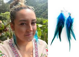 Turquoise Blue Rooster Feather Earrings: Native American Inspired