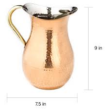 How big is the pitcher? Old Dutch Decor Hammered Copper 2 Qt Water Pitcher Overstock 7018396