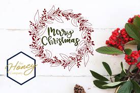 Download Merry Christmas Wreath Graphic By The Honey Company Creative Fabrica SVG Cut Files
