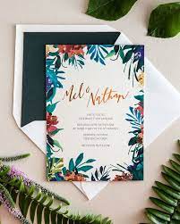 Tropical Garden Party Copper Foil Wedding Invitations Fun Wedding Invitations Garden Party Wedding Invitations Copper Foil Wedding Invitations