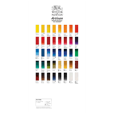 winsor newton artisan water mixable oil paint hand painted colour chart