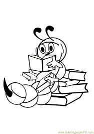 Desenho de um macaco lendo para colorir. Bee Read A Book Coloring Page For Kids Free Books Printable Coloring Pages Online For Kids Coloringpages101 Com Coloring Pages For Kids