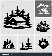 Log Cabin In The Woods Vector Icon Cabin Tattoo Silhouette Clip Art Log Cabin
