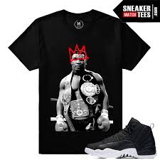 Black And Gold Retro 12 Shirt Tyson T Shirt Matching Jordan 12 Neoprene Sneaker Match Tees Sneaker Match Tees Matching Jordans Streetwear Tshirt