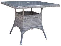 Outdoor wicker table with glass top. Hospitality Rattan Outdoor Athens Whitewash Woven 36wide Square Glass Top Dining Table Hp8951399wwsq