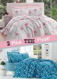 Eponj Home 2li Cift Kisilik Pike Maylin Polip Turkuaz Turkuaz Nevresim Takimi Kisilik