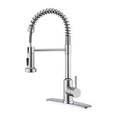 Single handle pull out spout for very convenient use cold & hot control handle drip free ceramic disc cartridge for smooth and long lasting operation good quality and best price easy to install and clean can be cleaned with mild soap. Kitchen Spring Faucet With Pull Down Sprayer Arrisea Single Handle Stainless Steel Kitchen Sink Faucet With Three Kitchenfaucets Com