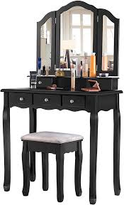 Buy premium bedroom furniture online in singapore. Makeup Dressing Table With Drawers For Bedroom Tiptiper Vanity Table With Storage Shelves And Cabinet Makeup Vanity With 3 Mirrors Bedroom Furniture Home Kitchen Rayvoltbike Com