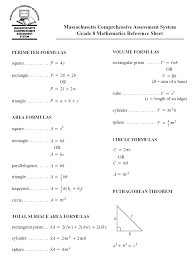 80 Mcas Formula Sheet Grade 8 Mcas Formula 8 Sheet Grade