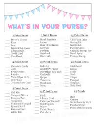 Instant Download What 39 S In Your Purse Baby Shower Game Printable Pdf Printable Baby Shower Games Outdoor Baby Shower Baby Shower Games