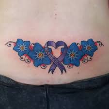 8 ribbon tattoos with names. Alzone Tattoo Studio Forgetmenot Flower And Pancreaticcancer Ribbon