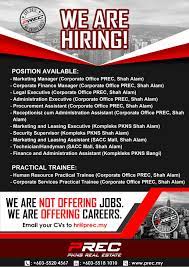 Prec intends to help boost cash flow and yields from its commercial assets and also streamline asset management and operations. Pkns Real Estate Sdn Bhd Prec We Re Hiring Vacancy Jobs Now Available At Pkns Real Estate Sdn Bhd Send Your Resume To Hr Prec My Good Luck Facebook