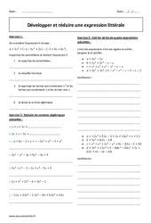 Exercice développer et réduire une expression avec kartable programmes officiels de l'éducation nationale. Exercice Calcul Litteral 4eme