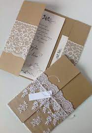 Rustic Pocket Wedding Invitations With Lace Wrap Country Weddings Wedding Card Diy Wedding Invitations Diy Vintage Vintage Wedding Invitations