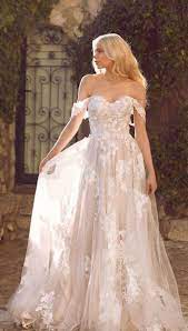 Amazing Wedding Dresses For Ultimate Garden Wedding Off The Shoulder 3d Floral Applique Wedding Dresses Canada Scottish Wedding Dresses A Line Wedding Dress