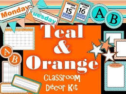 Teal Orange Themed Classroom Decor Kit Editable Classroom Decor Polka Dots Classroom Decor Classroom Decorations